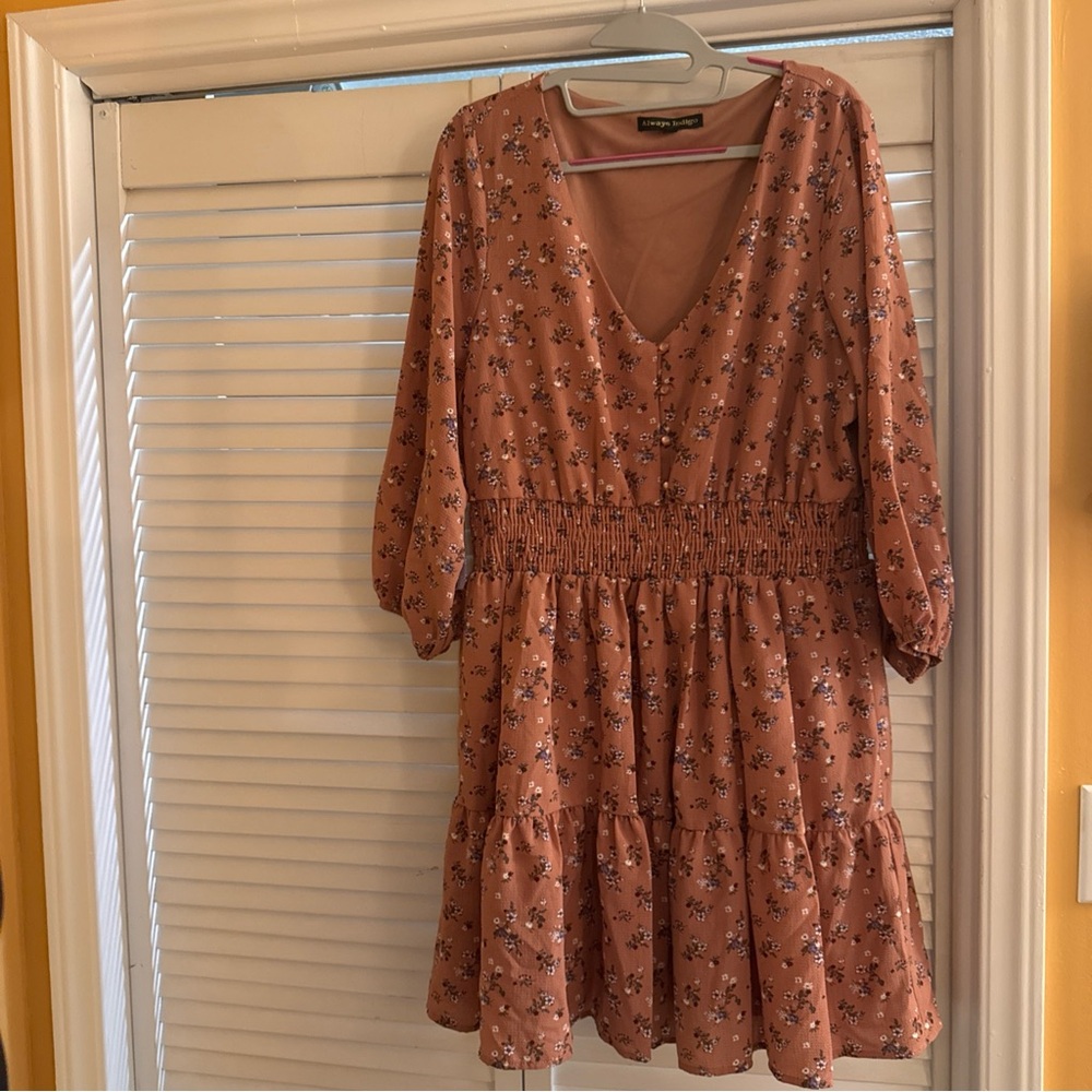 Floral Long Sleeve Dress in Pink